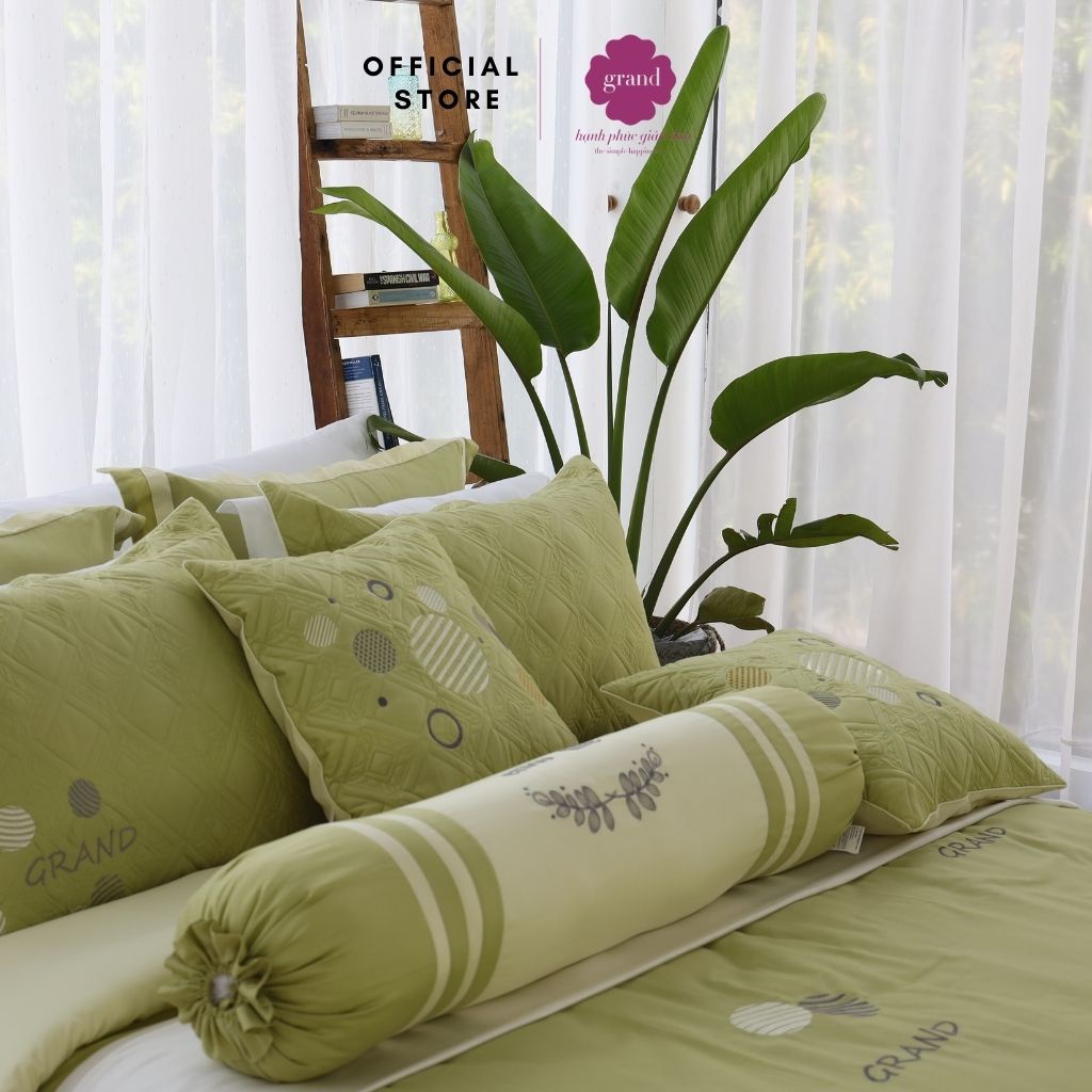 Vỏ gối ôm 100% cotton thiên nhiên Hàn Quốc by GRAND, kích thước 33x100, họa tiết trang nhã, hiện đại.