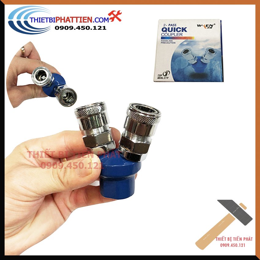 Đầu Chia Hơi Khí Nén 2 Chạc Quick Coupler Cao Cấp ( Hàng chính hãng )