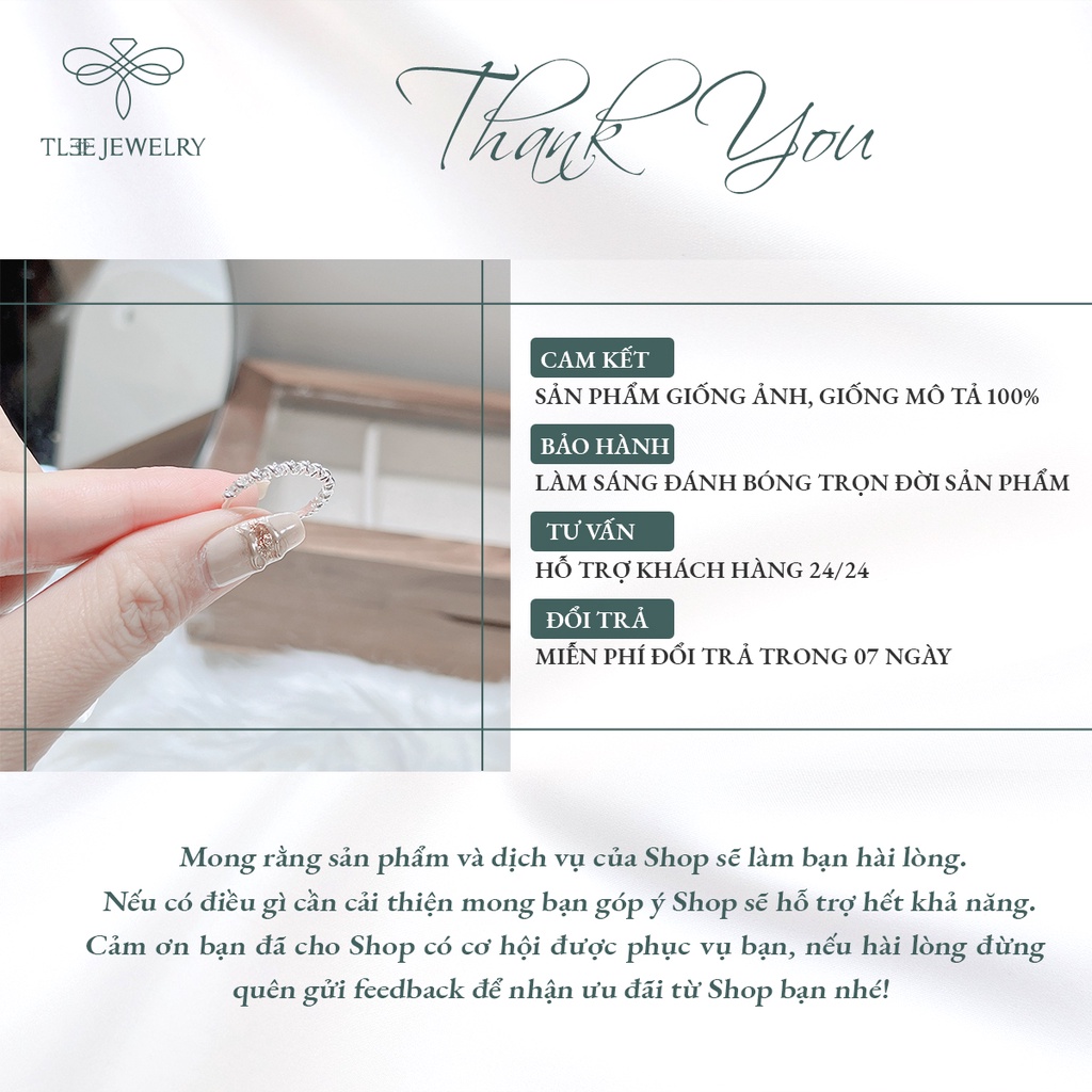 Nhẫn bạc nữ TLEE nạm đá viền bao xoắn cá tính NCJ A0166