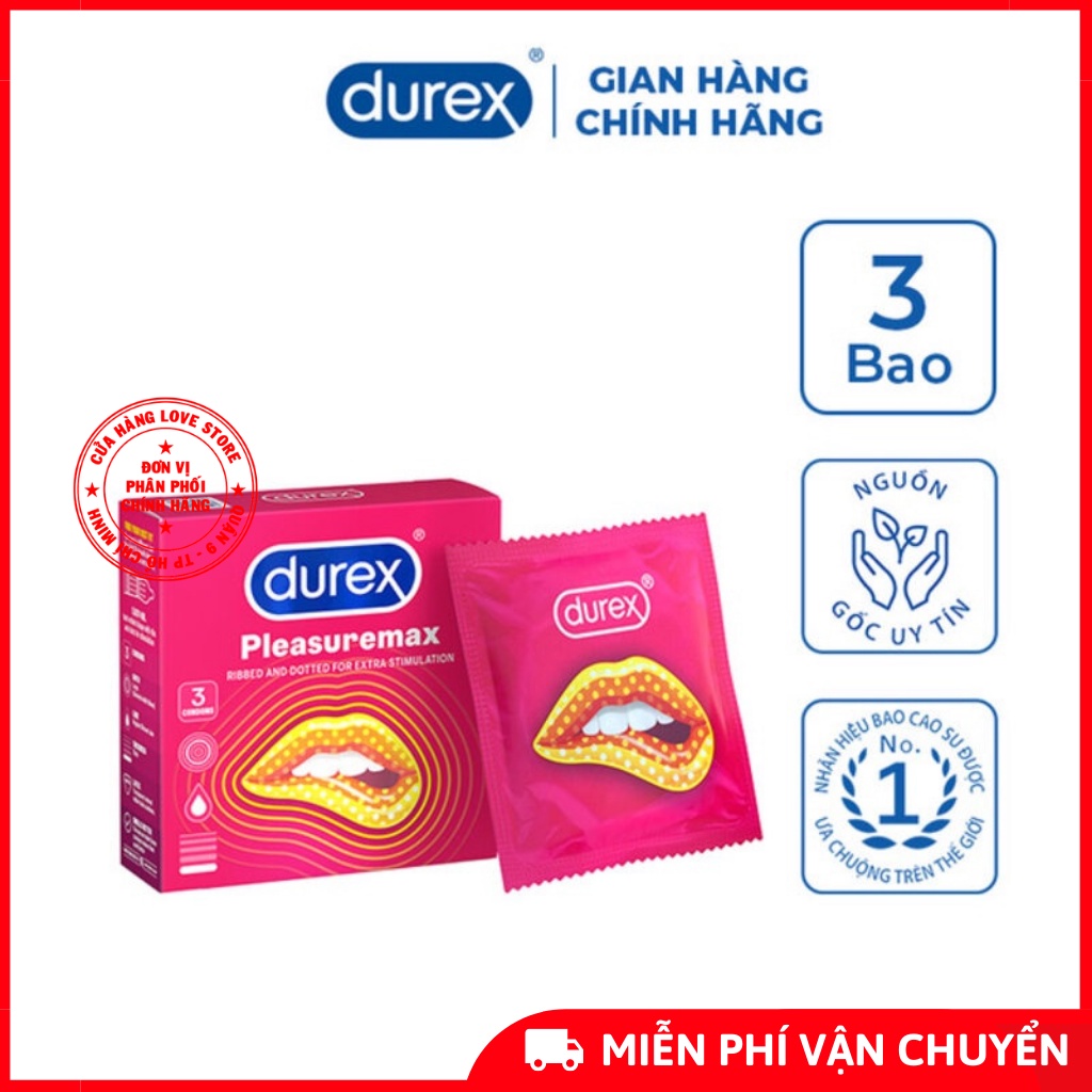 - Bao cao su Durex Pleasuremax - BCS Gân gai hộp 3 cái