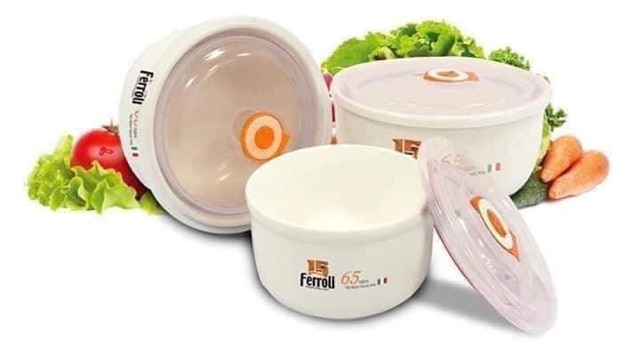 Bộ 3 bát sứ có nắp hút chân không