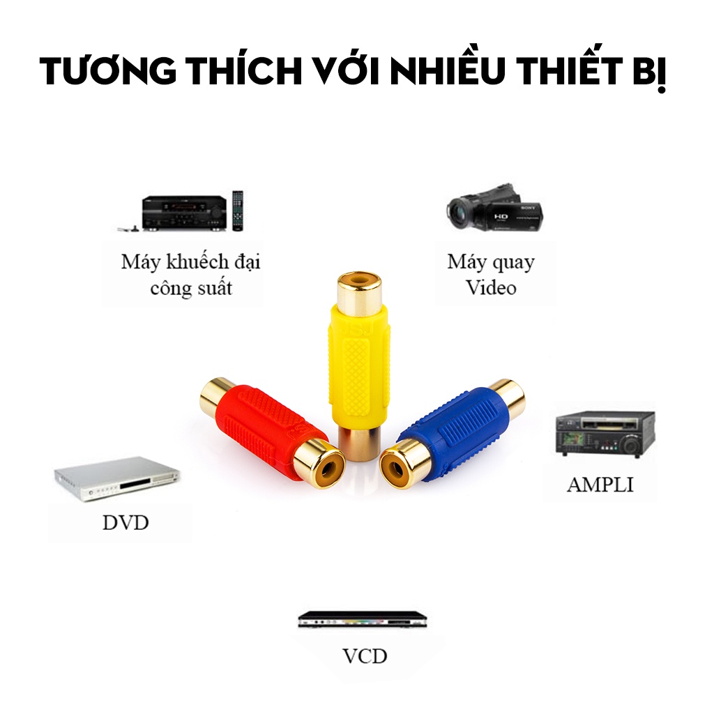 Jack kết nối 2 đầu bông sen JSJ T222 thiết kế tinh tế gia công sắc sảo đầu nối được mạ vàng chắc chắn