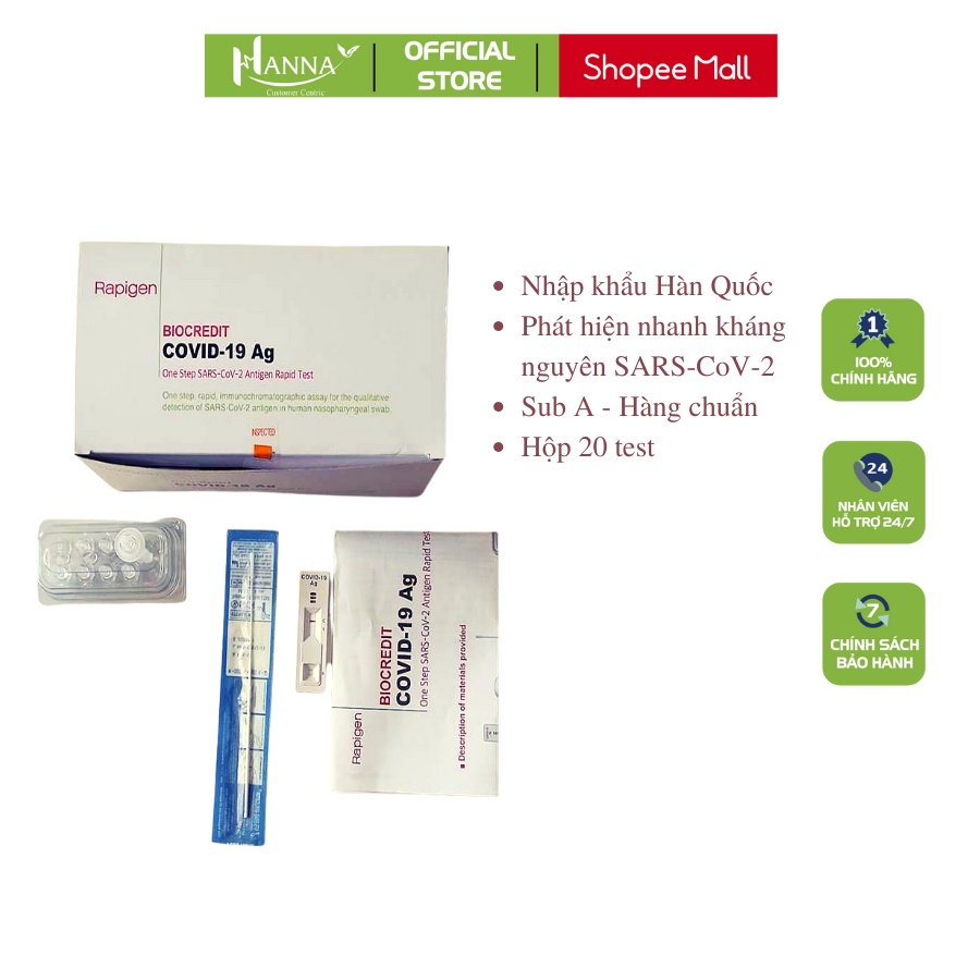 Test BioCredit Hàn Quốc (Hộp 20 test) Rapigen, lấy dịch tỵ hầu, có kết quả sau 5p, tiện lợi, dễ dàng sử dụng