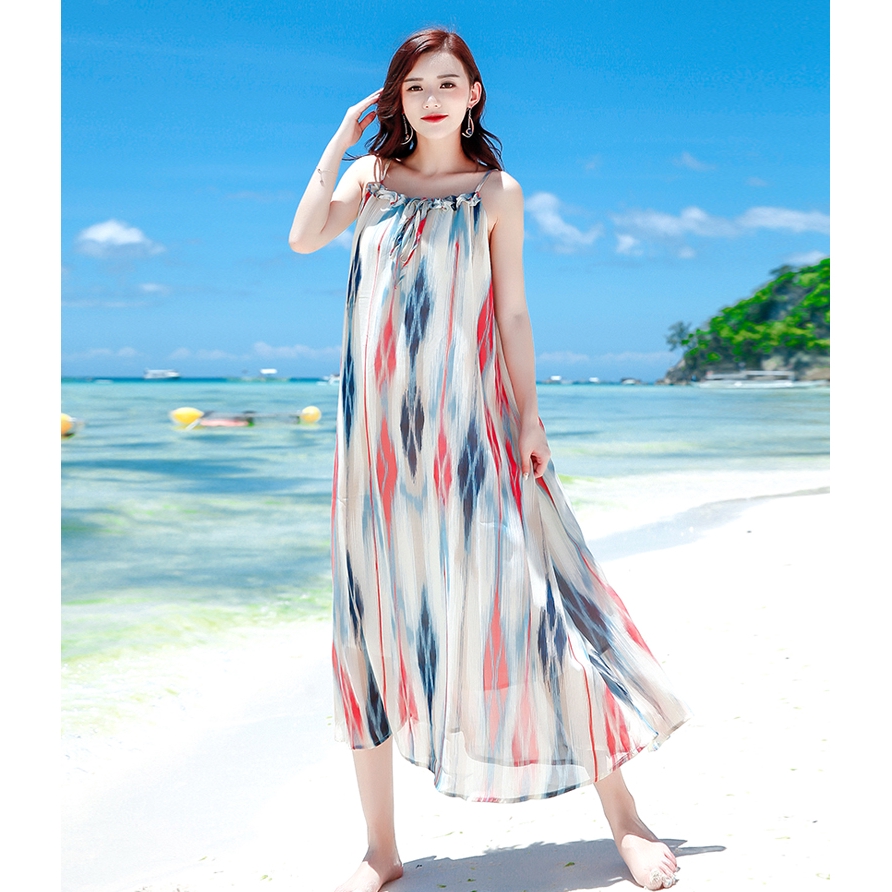 Đầm Voan Dài Không Tay Dáng Rộng Phong Cách Bohemian | BigBuy360 - bigbuy360.vn