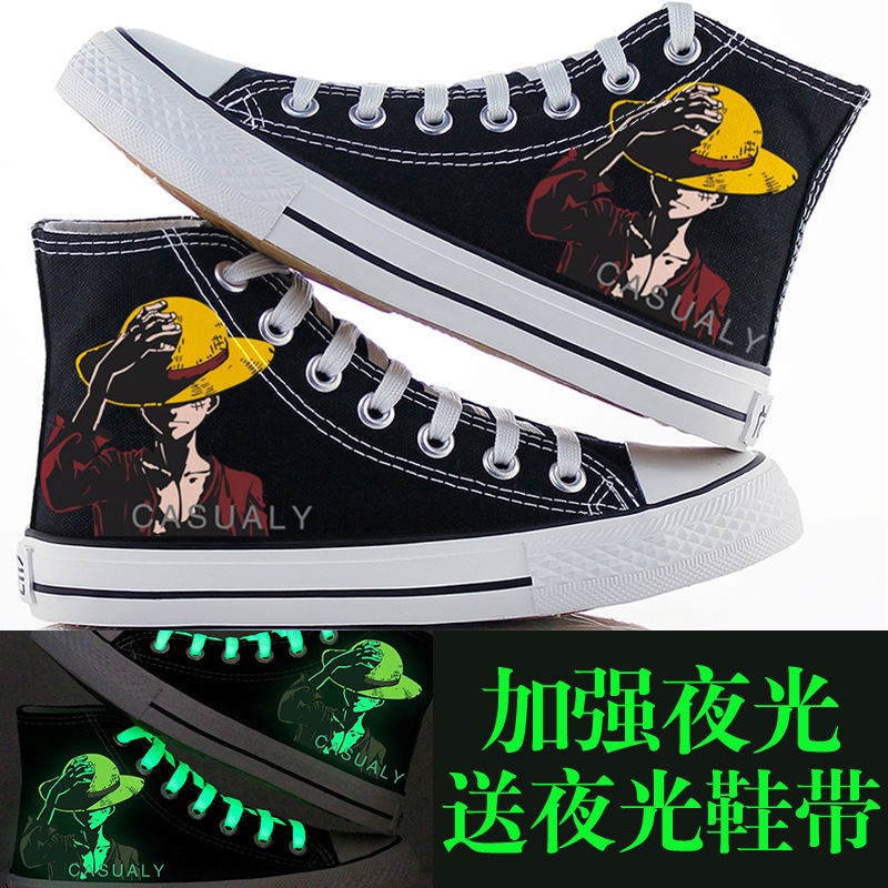 Giày Vải canvas Cổ Cao Thoáng Khí In Họa Tiết anime Dạ Quang Độc Đáo Thời Trang Cho Nam