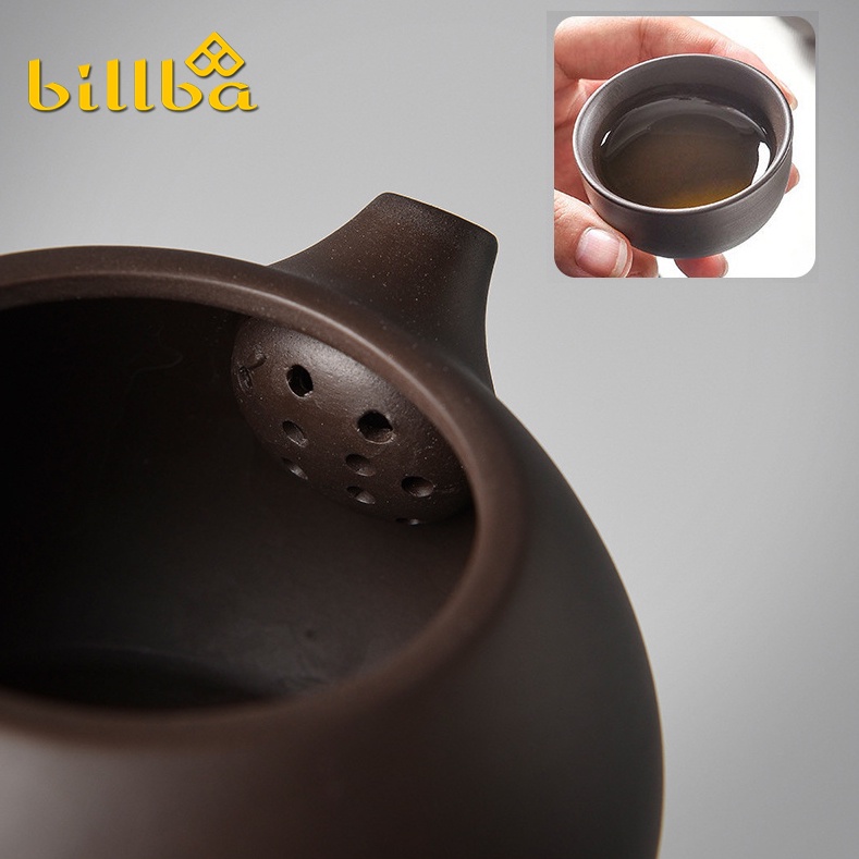 Bộ ấm trà tử sa có 4 chén và hộp chuyên dùng xách tay đi du lịch dã ngoại cắm trại -Billba camping