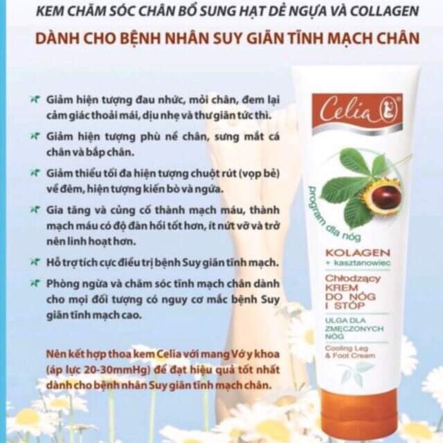 Kem thoa suy giãn tĩnh mạch chân Celia Cooling Leg & Foot Cream (Made in Ba Lan)