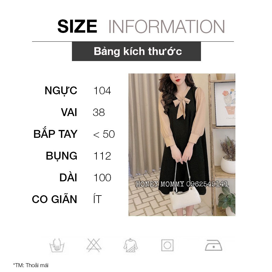 Váy Bầu Công Sở Tay Voan Váy Bầu Đi Làm Dài Tay Cổ Nơ Lịch Sự HD4618 Honey Mommy Đầm Bầu Công Sở Cổ Nơ 💃