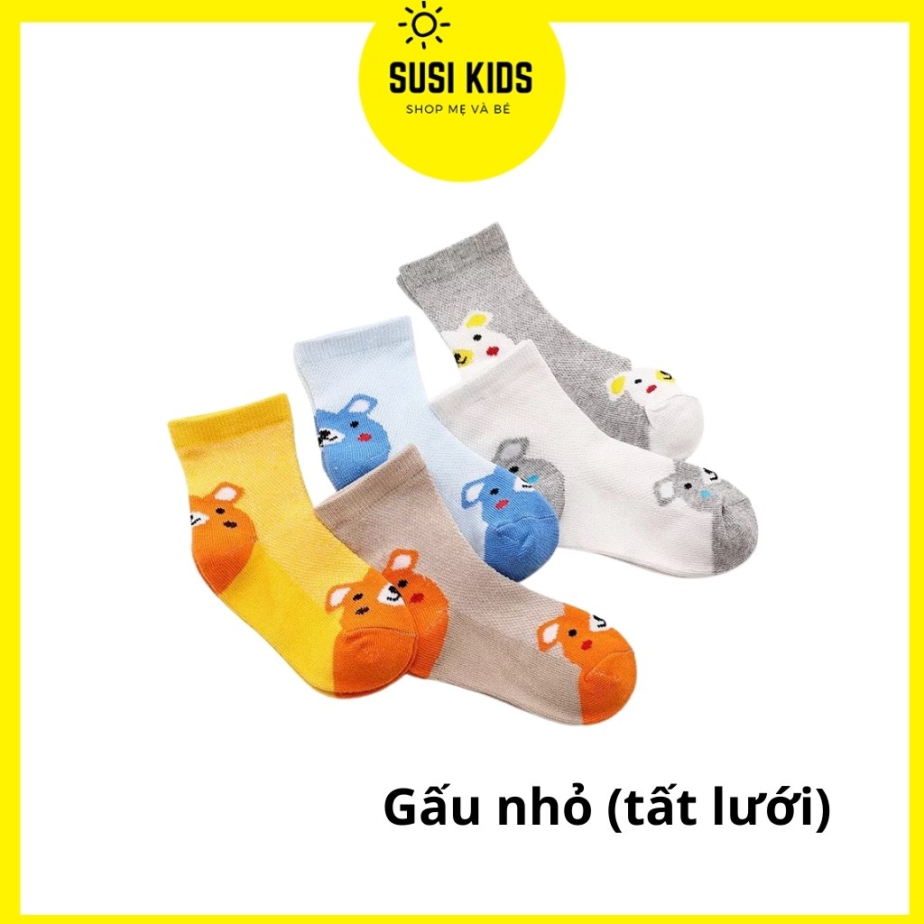 [Set 5 Đôi] Tất Cho Bé Trai Bé Gái, Người Lớn Bền Màu Thoáng Khí Vớ Chân Trẻ Em Nam Nữ 1 2 3 4 5 6 7 8 Tuổi - Susi Kids