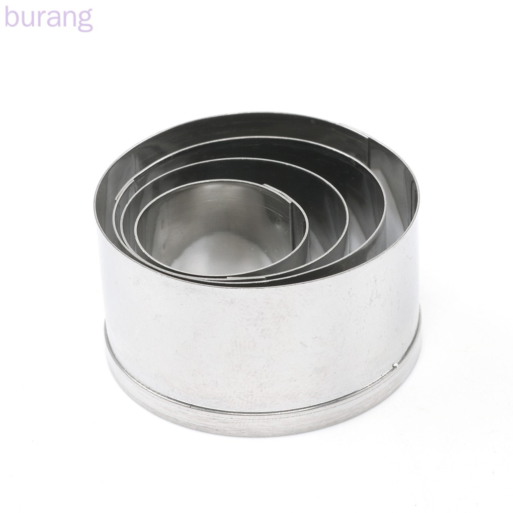 Set 4 khuôn cắt bánh quy trang trí hình tròn bằng thép không gỉ