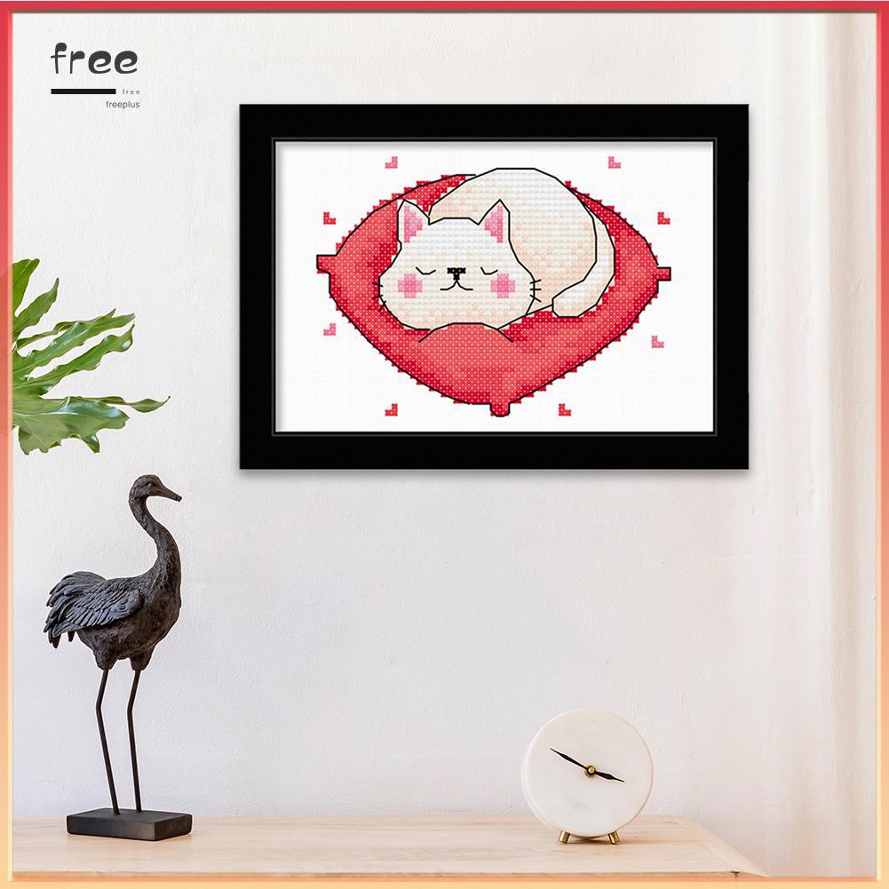 Tranh thêu chữ thập 11ct tự làm 25x20cm hình chó mèo