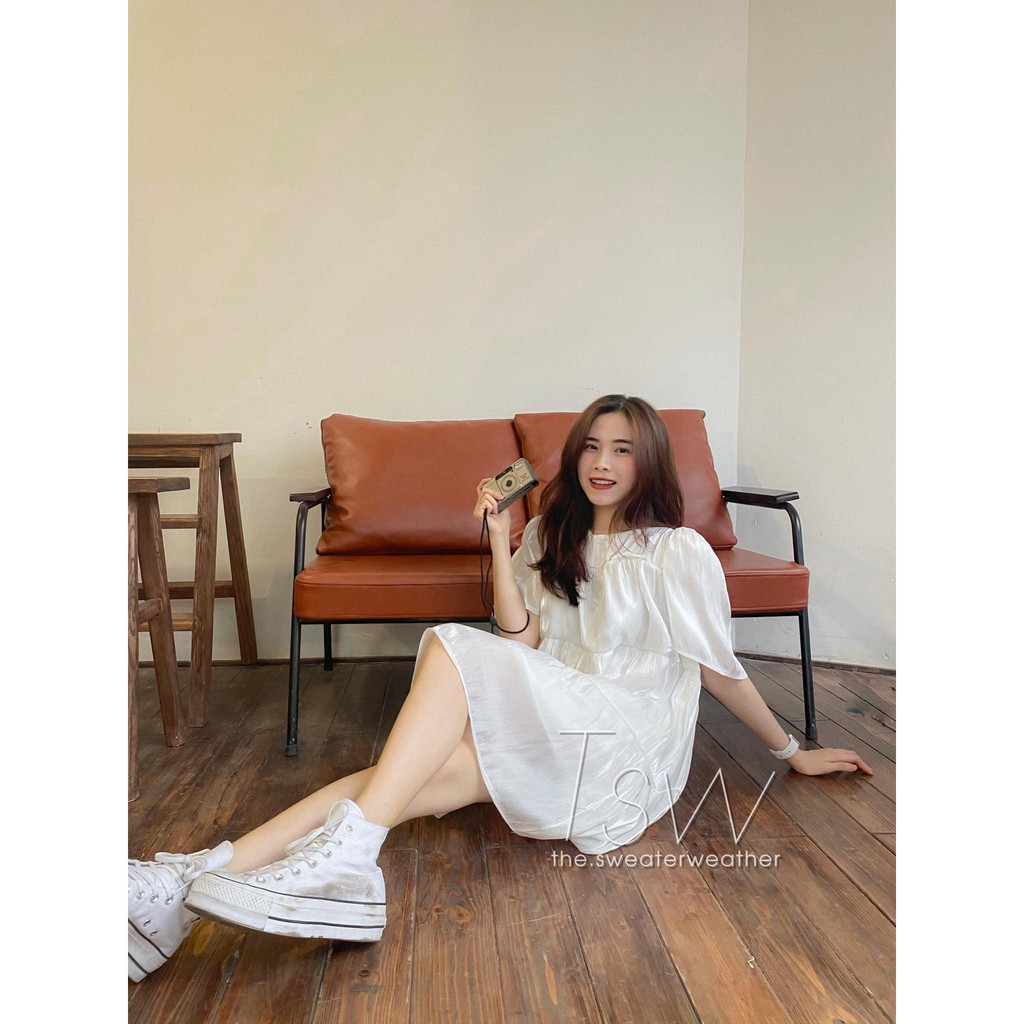 Váy babydoll xoè lụa bóng (Ảnh thật) | BigBuy360 - bigbuy360.vn