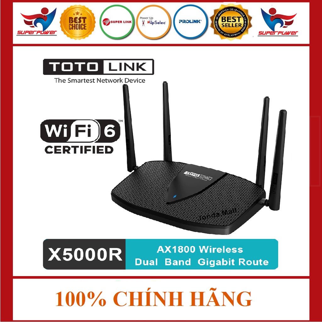 [Mã 254ELSALE giảm 7% đơn 300K] Router Wi-Fi băng tần kép Gigabit AX1800 Totolink X5000R