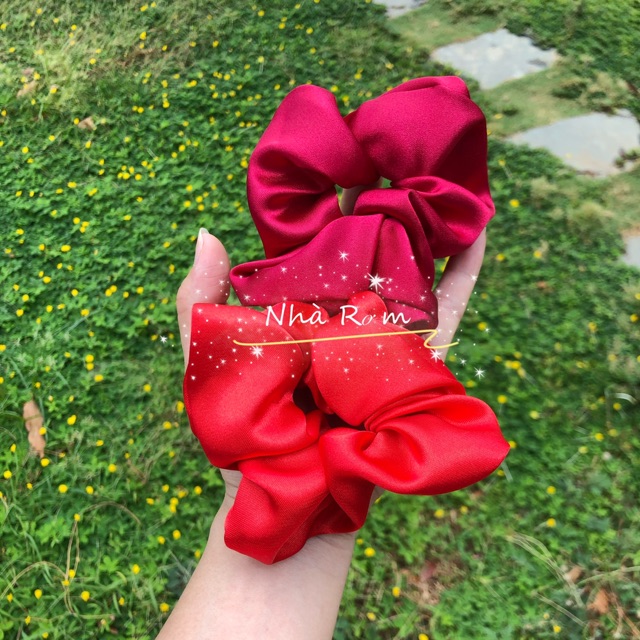 Com bo 4 dây buộc tóc scrunchies phi bóng siêu xinh