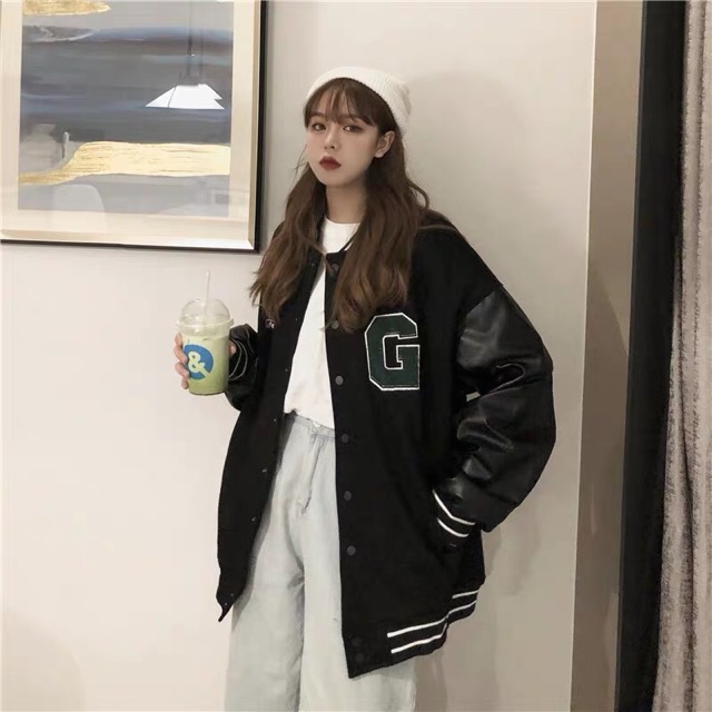 ORDER ÁO BOMBER JACKETS PHỐI TAY DA ẤM UNISEX CÁ TÍNH ULZZANG | BigBuy360 - bigbuy360.vn