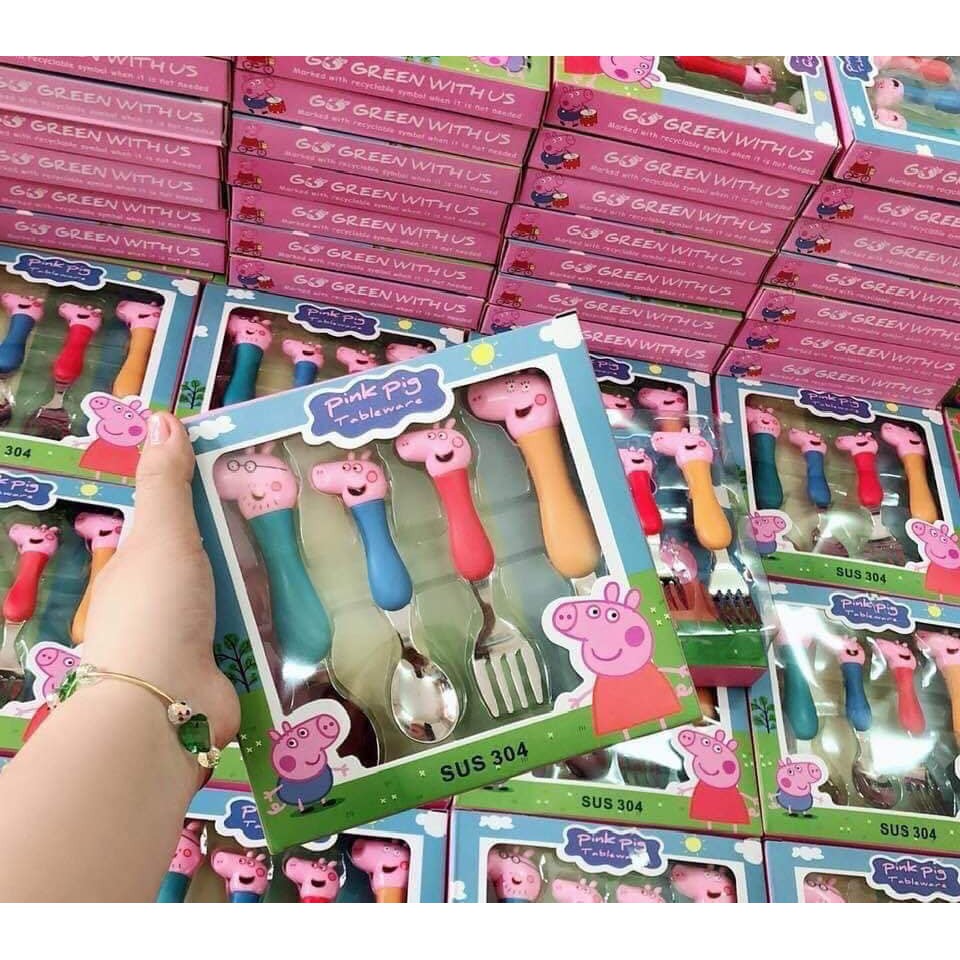 Thìa dĩa peppa pig cho bé