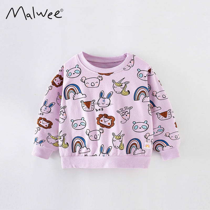 Áo nỉ Malwee tím động vật MW7690 cho bé gái 2-8 tuổi - Little Maven Official Store