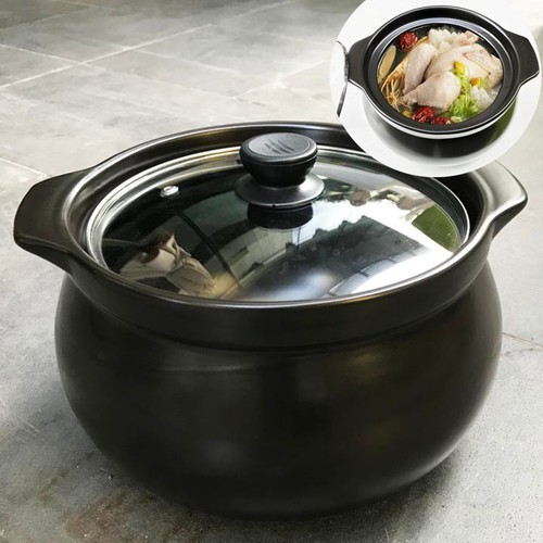 Nồi đất hầm thịt, gà thuốc bắc 4 lít (Đen)