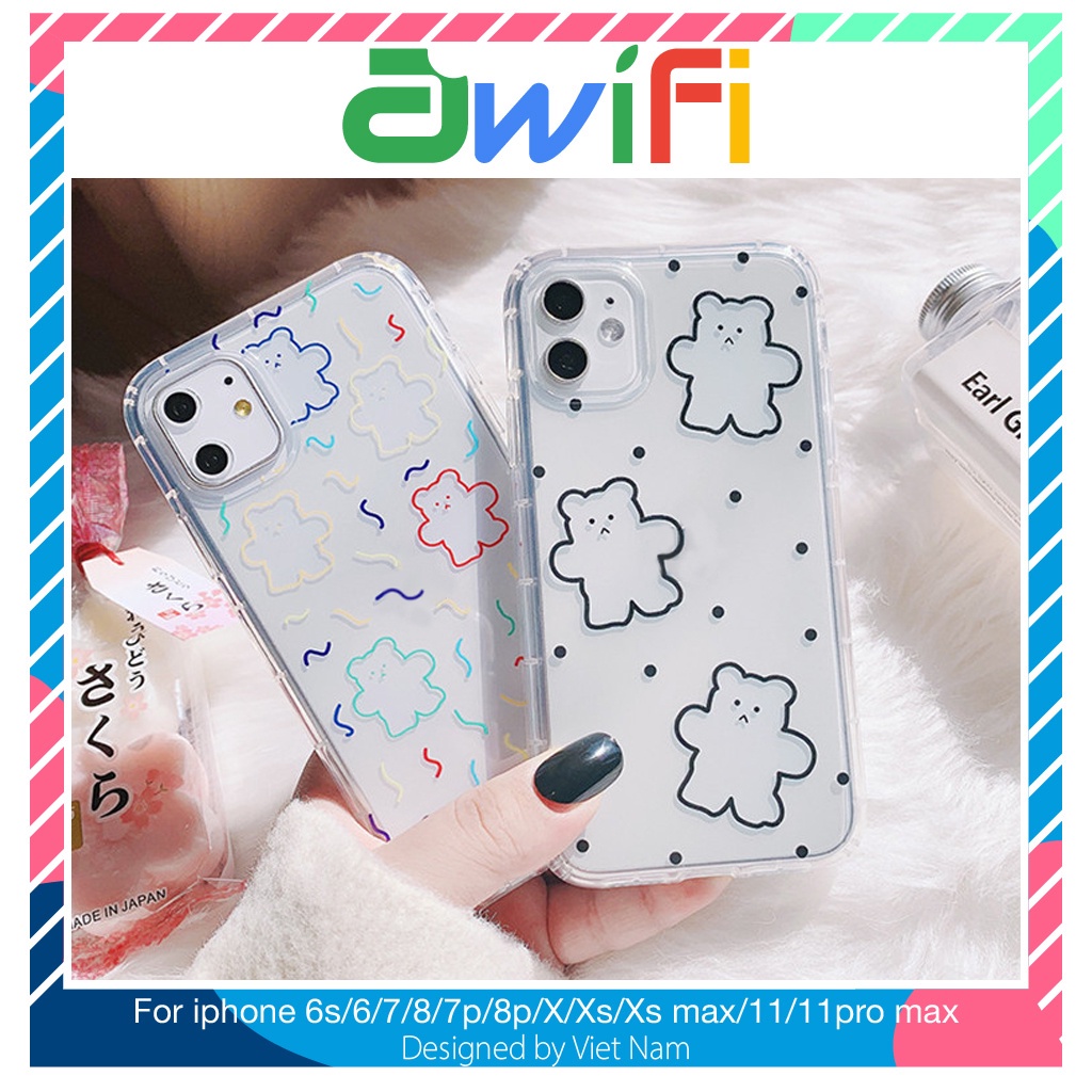 Ốp iphone - Ốp lưng Gấu sắc màu trong suốt 5/6s/6splus/7/8/7plus/8plus/x/xs/xsmax/11/11-Sale Sốc T1-13