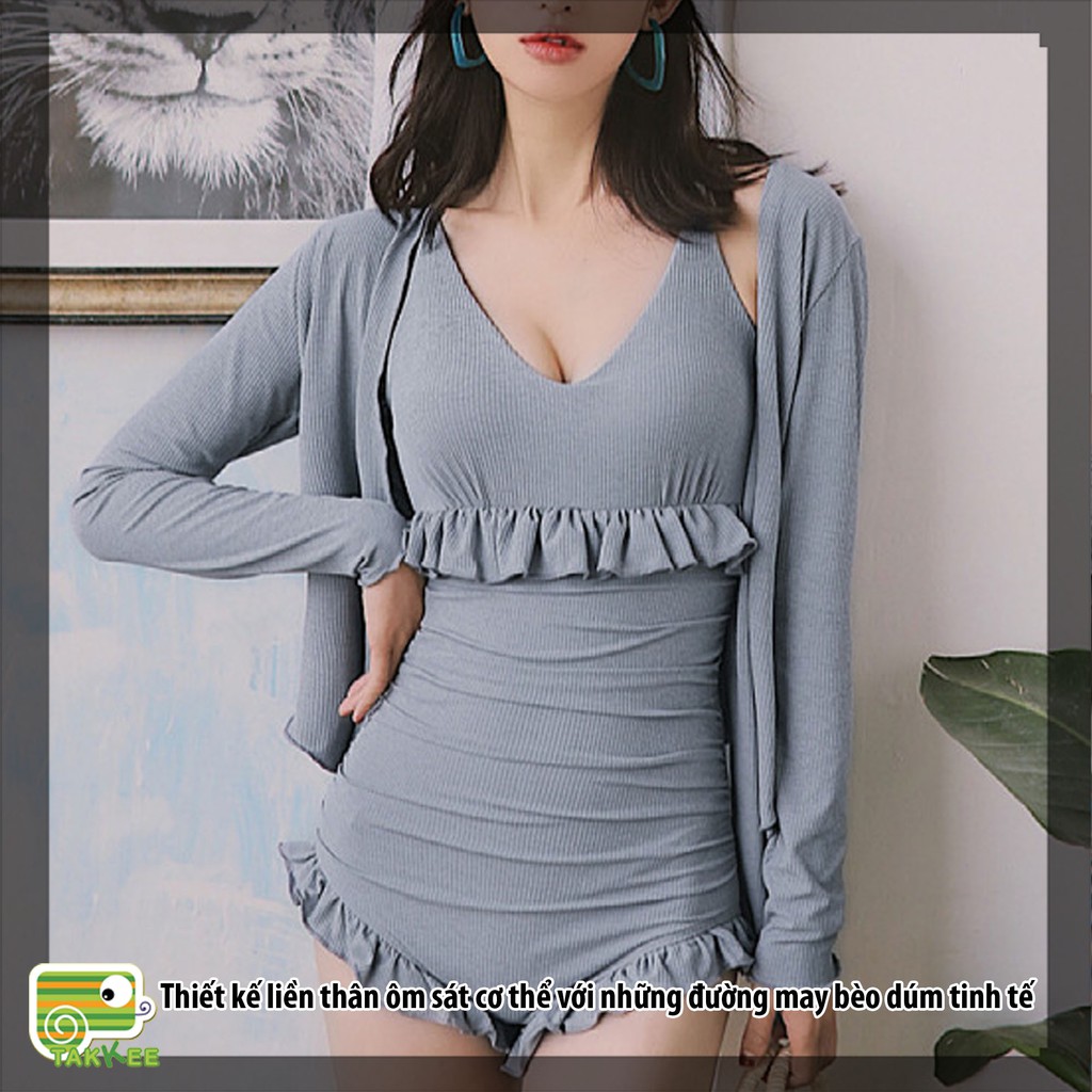 Bikini, Đồ Bơi Nữ Cao Cấp Liền Thân Tặng Kèm Áo Khoác Ngoài Sang Chảnh