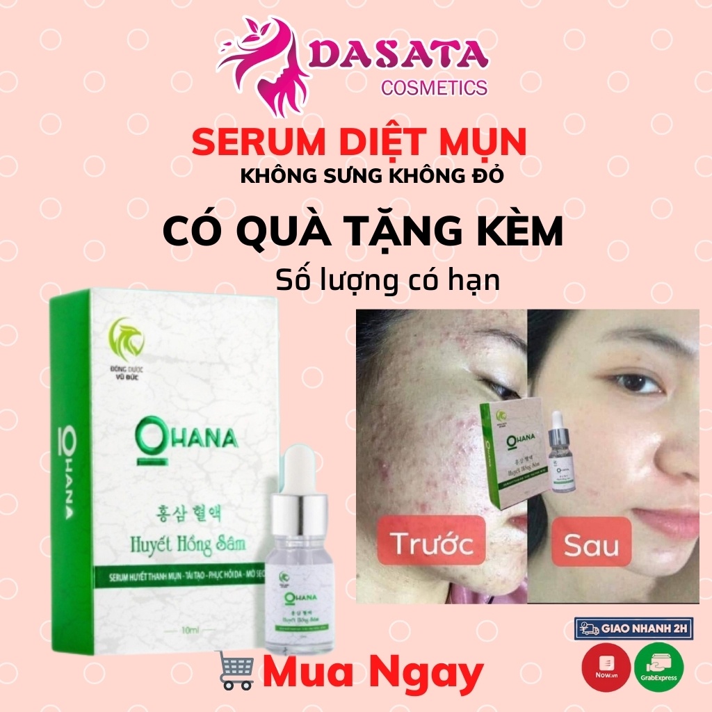 Serum Giảm Mụn Thâm Sẹo Rỗ Huyết Hồng Sâm 10ml Cam Kết Không Sưng Không Đỏ Hiệu Quả Ngay Lọ Đầu Tiên DASATA