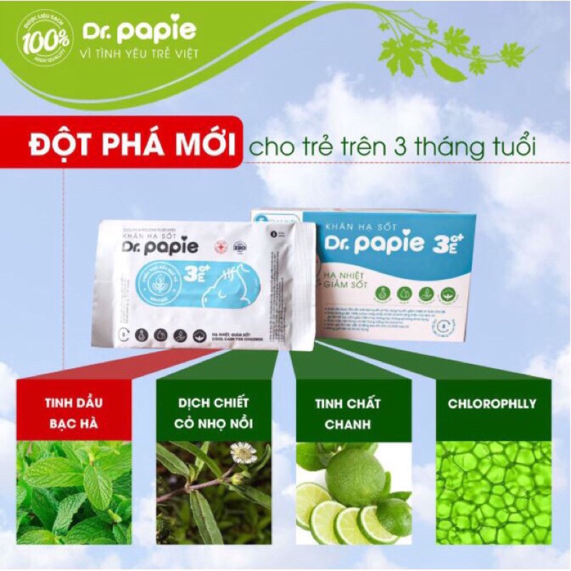 Khăn lau hạ sốt Dr Papie 2 chế độ