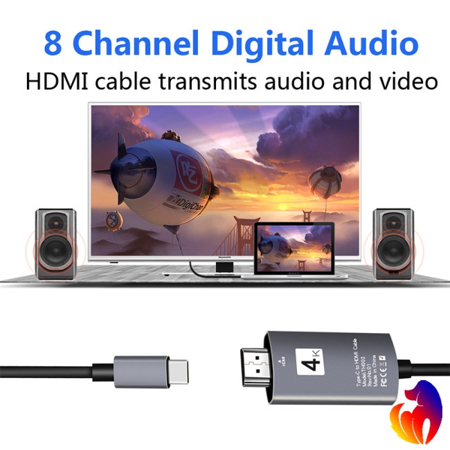 Blackhole USB-C Support 4K 30Hz USB 3.1 Type-c Male to HDMI Male HD Adapter Connecting