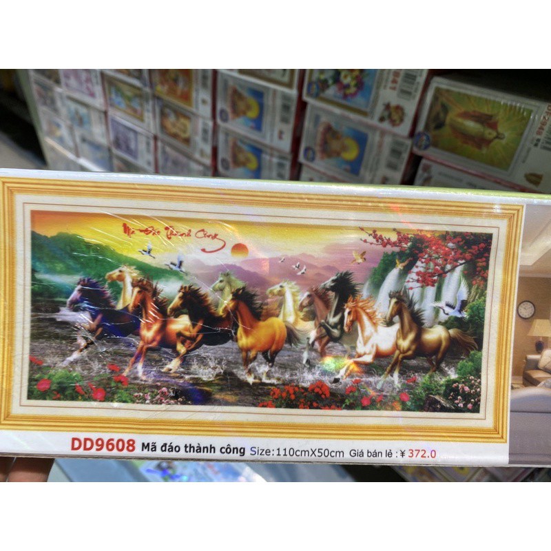 Tranh đính đá Mã đáo thành công  mẫu mới. dream valley 110*50 cm -D9608 ( chưa đính)