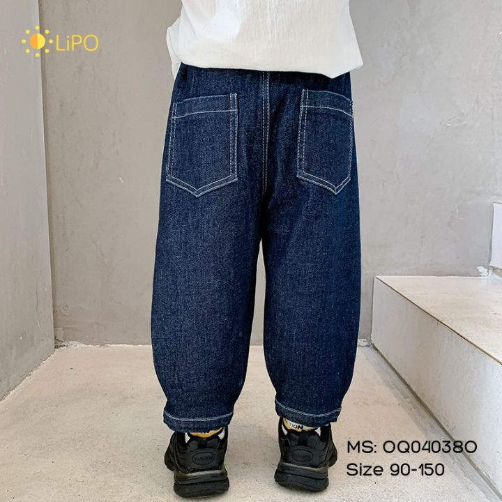 Quần jeans cao cấp cho bé trai Quần jeans/bò trẻ em xanh đậm đi học đi chơi cực chất size 90-150- OQ040