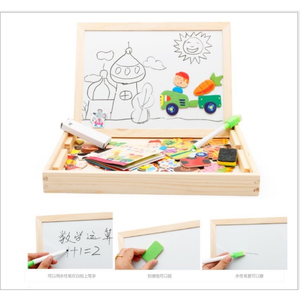 Đồ chơi bảng ghép hình nam châm bằng gỗ kèm bảng 2 mặt và bút tự xóa cho bé chủ đề nông trại giúp bé phát triển tư duy