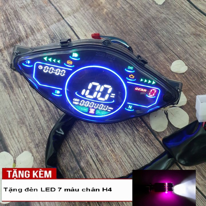 Đồng hồ điện tử xe Wave RS, Wave Anpha, Wave S100 mẫu 2020 Plus - Tặng ngay 01 đèn LED 7 màu chân H4 - S2720