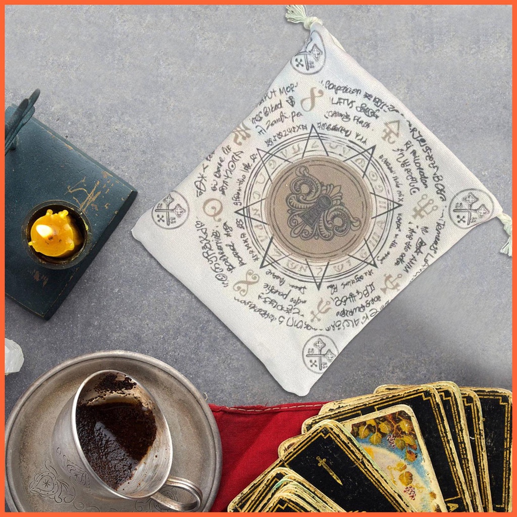 Túi Dây Rút Đựng Bài Tarot In Họa Tiết Trắng Đen Chống Thất Lạc Tiện Dụng