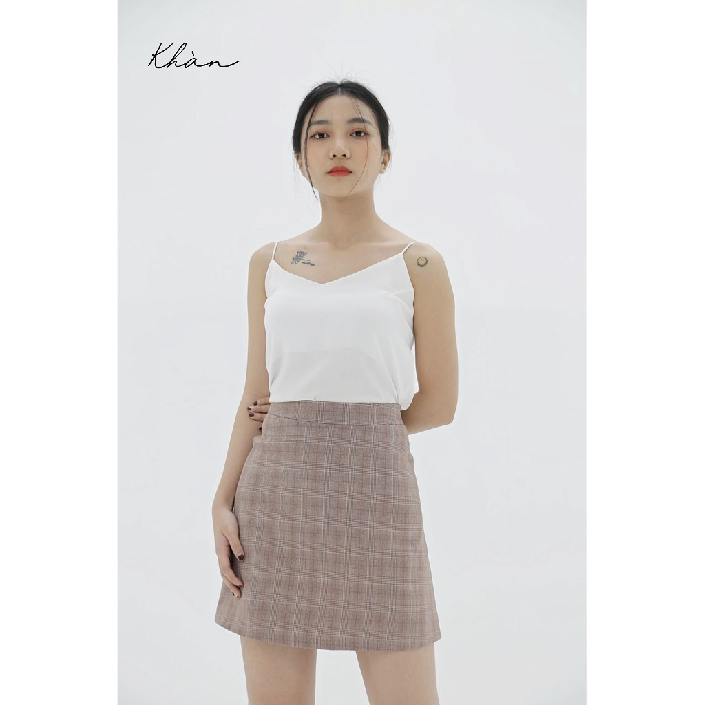 Chân váy chữ a KHÀN chân váy ngắn vải bố có lót phong cách công sở Hàn Quốc trẻ trung
