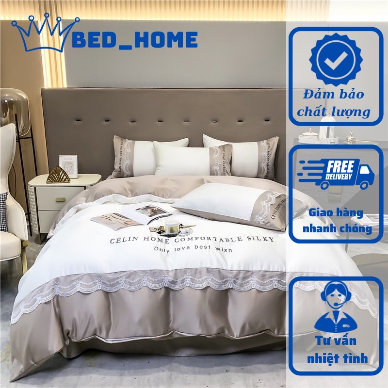 Bộ chăn ga gối phi lụa chăn hè, Sét chăn ga gối 4 món phi lụa sang trọng quý phái dành cho nhưng cô nàng nữ tính