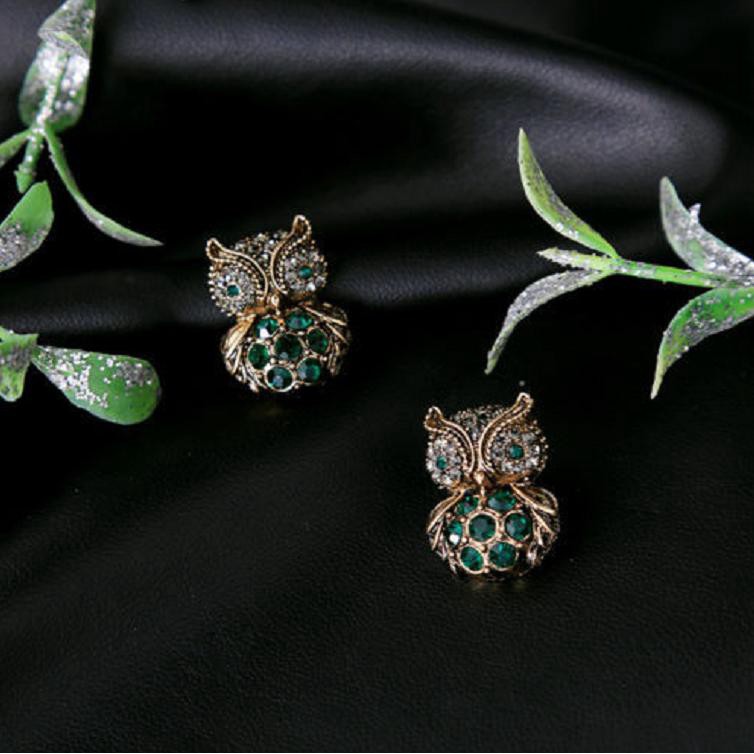 Fashion Vintage Jewelry Owl Flower Wing Antique Silver Color Women Stud Earring