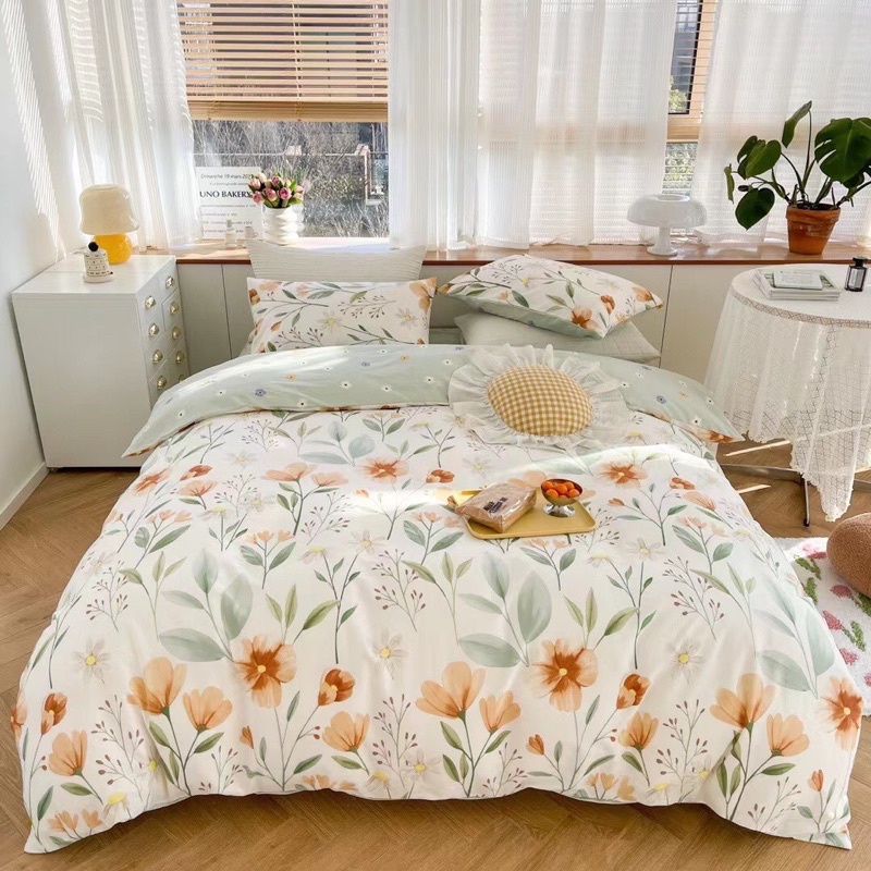 SET CHĂN GA GỐI COTTON LIVING. màu cam