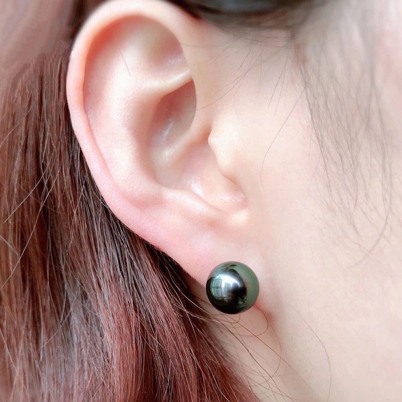 Tahiti Khuyên Tai Tròn Đính Ngọc Trai Đen / Xanh Lá / Chim Công Cơ Bản Dễ Phối Đồ Phong Cách Cơ Bản