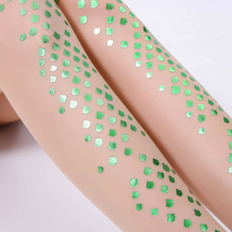 Quần Tất Lụa Mỏng Trong Suốt Họa Tiết Vảy Cá Đính Kim Sa Lấp Lánh Dành Cho Nữ