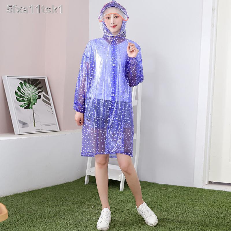 ♘Thời trang áo mưa trái đào poncho nữ sinh và người lớn dài đi chơi ngoài trời bộ