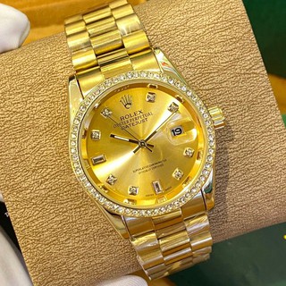 [inbox lấy ảnh thật]  Đồng hồ nam Rolex đính viền đá dây kim loại đúc đặc cao cấp fullbox bảo hành 12th - Role