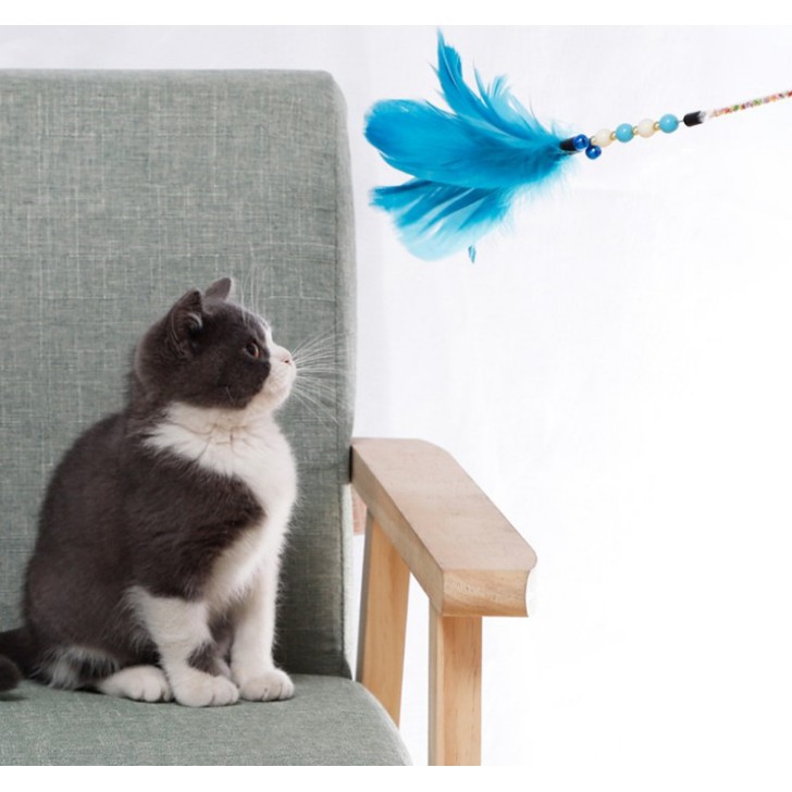 QUE TRÊU MÈO. CẦN CÂU MÈO GẮN HẠT CƯỜM, LÔNG VŨ (COMBO: 10 CÂY) - LOVE PETS SHOP
