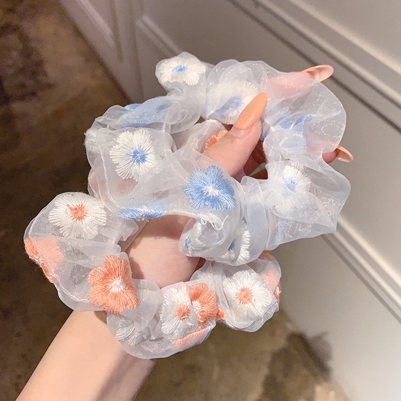 1pc Dây Buộc Tóc Thêu Hoa Xinh Xắn Dành Cho Nữ