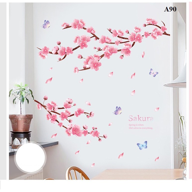 Decal dán tường Hoa đào A90 - Decal dán tường Hàn Quốc