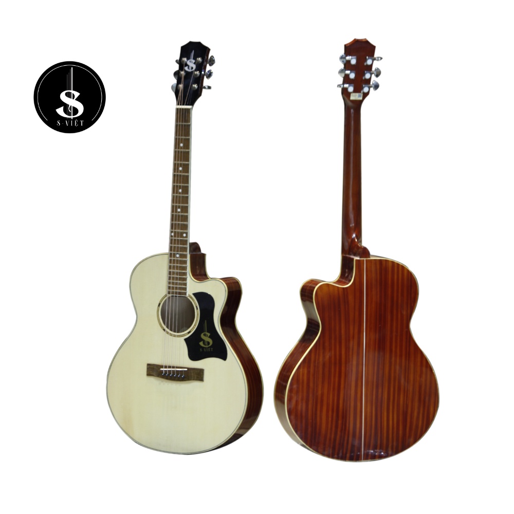 Đàn guitar acoustic gỗ thịt, có ty, khóa đúc có EQ kết nối loa chính hãng S Việt mã CV135