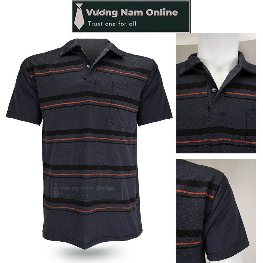 Áo thun nam trung niên tay ngắn polo form rộng có cổ sọc ngang VN19O | BigBuy360 - bigbuy360.vn