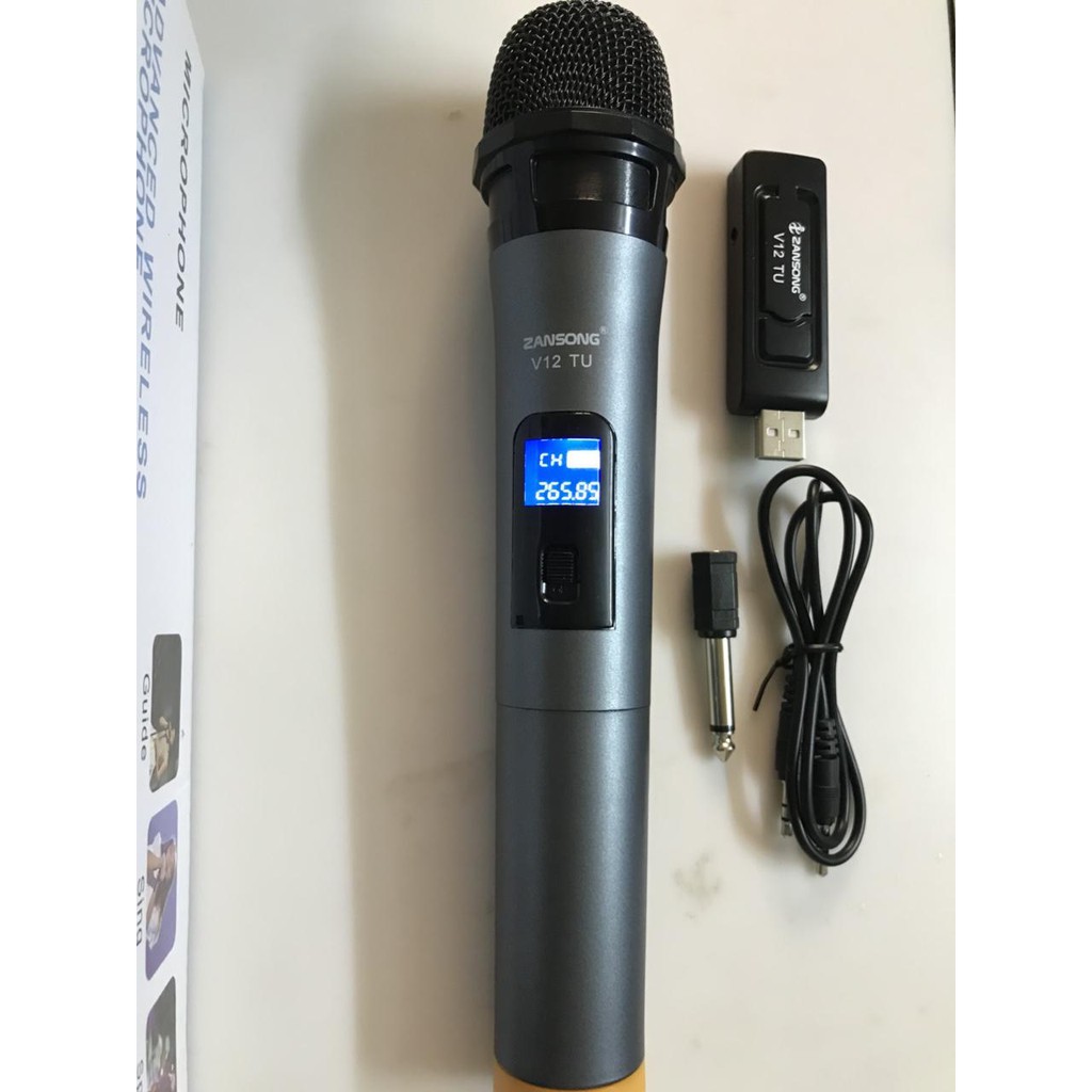 HỎA TỐC 2H - Mic Karaoke không dây V12 cho loa kéo, loa bluetooth karaoke, amply có màn hình hiển thị. Bảo hành 6 tháng