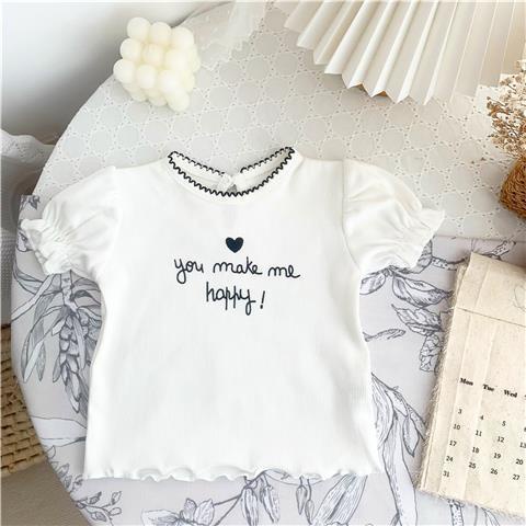 Bộ Áo Thun + Quần Short Viền Ren Thời Trang Mùa Hè Cho Bé Gái 5 Tuổi