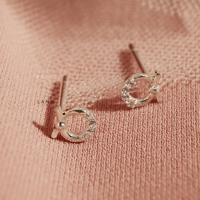 Khuyên Đường Tròn Đá Thắt Nút BẠC S925 LANN E231