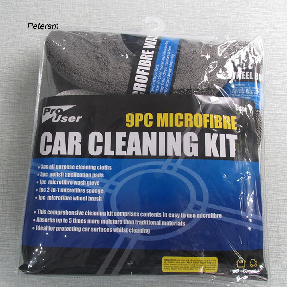 Bộ 9 Găng Tay Rửa Xe Hơi Bằng Microfiber Chất Lượng Cao