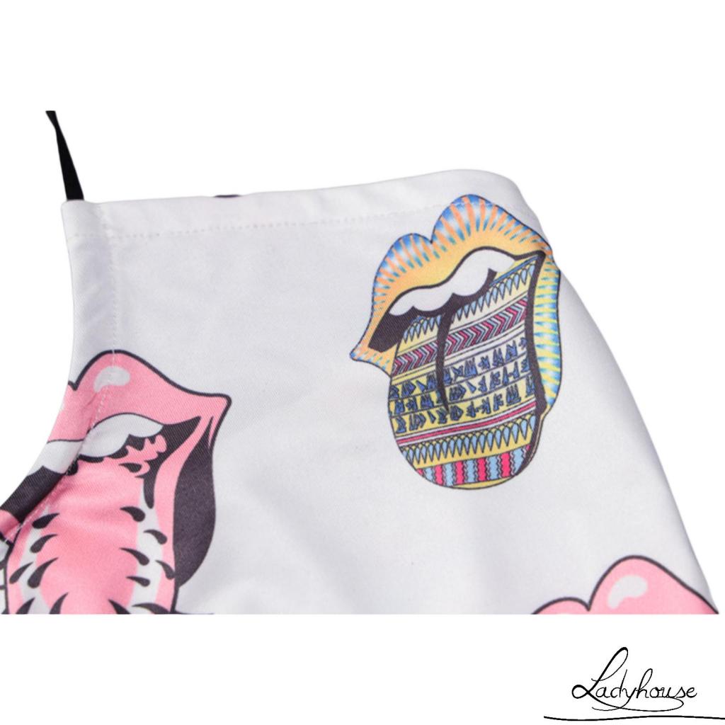 Áo Croptop Hai Dây Hở Lưng Dáng Ôm In Họa Tiết Thời Trang Cho Nữ